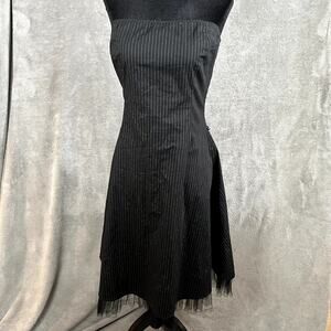 Vintage Y2K Charlotte Russe Dress Womens L Black Pinstripe Dark Academia Goth